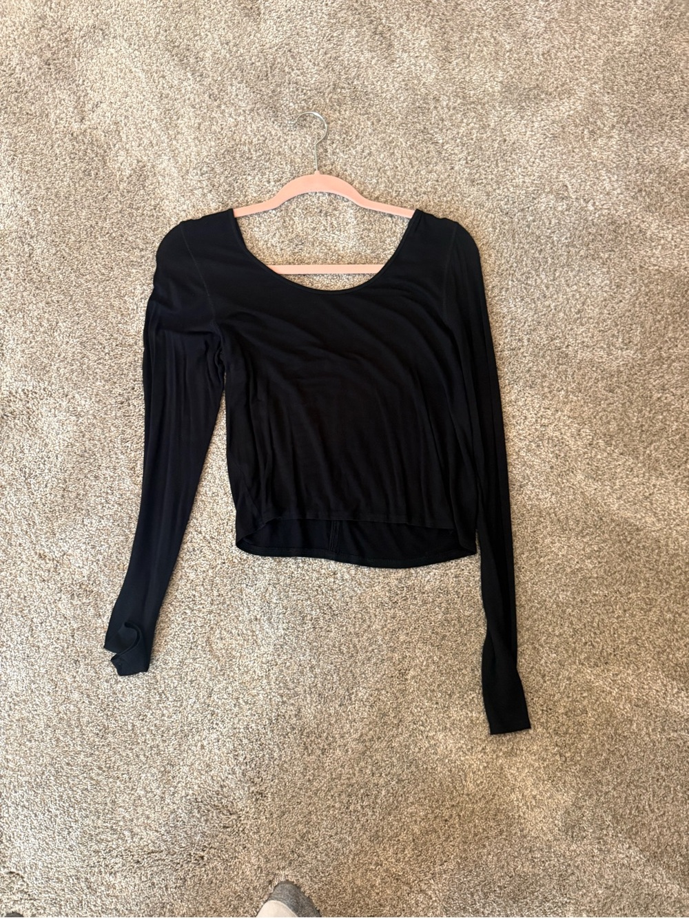 Black Long-Sleeve Scoop Back Women's Top